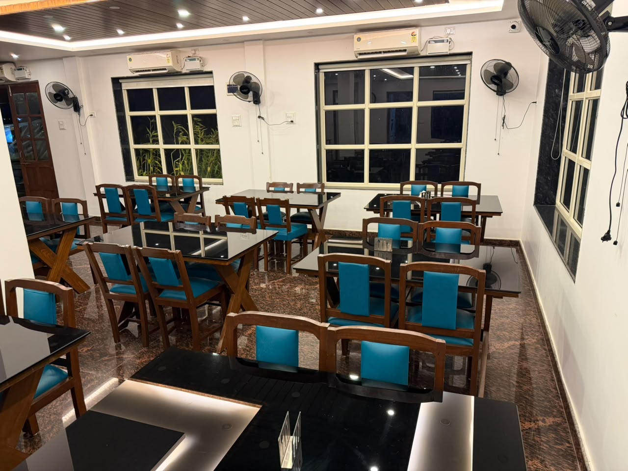 The air-conditioned dining room